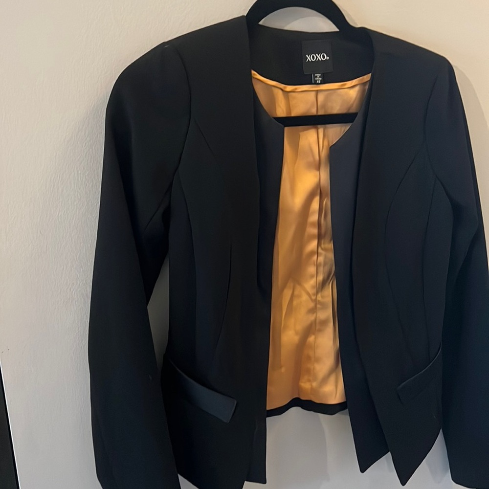 XOXO Black Blazer with Gold Lining